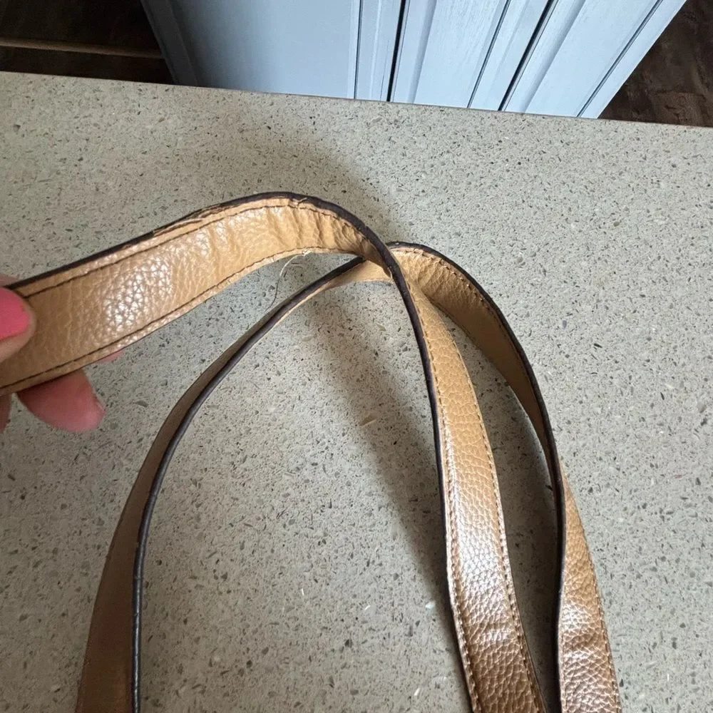 Elegant Tan and Silver Women's Shoulder Bag by Tignanello